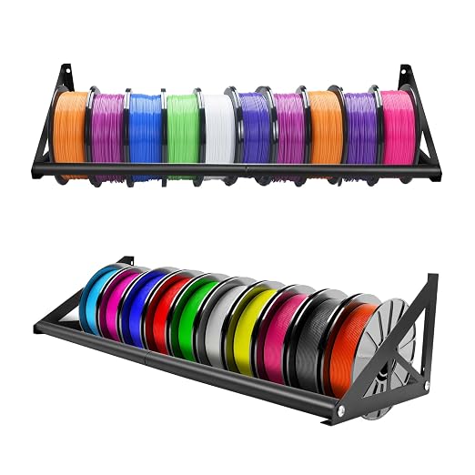 Wall Mount Filament Storage Rack- 22mm Thicken Wall Mount 3D Printer Filament Storage Shelf, 2 Tier Heavy Duty Metal Shelf for PLA/ABS/TPU Filaments Organized, 20pcs 1KG Printing Spool Holder