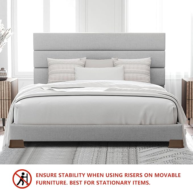 4 Pack Dark Brown Bed Risers 2 inch Heavy Duty, Oversized Furniture Risers, Bed Lifts Risers for Table, Sofa, Chair, Couch, Desk, Bed Frame Risers Supports Up to 6,500 Lbs