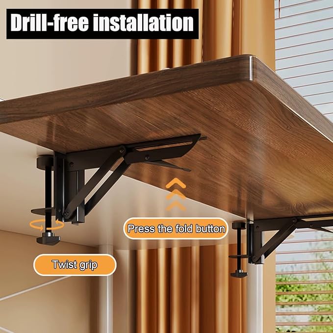 Foldable Desk Extension Tray,Drill-free Clamp-on Storage for Desk Sides,Suitable for Desktops,Offices,and Home Use,High Weight Capacity(70cm/27.6in)