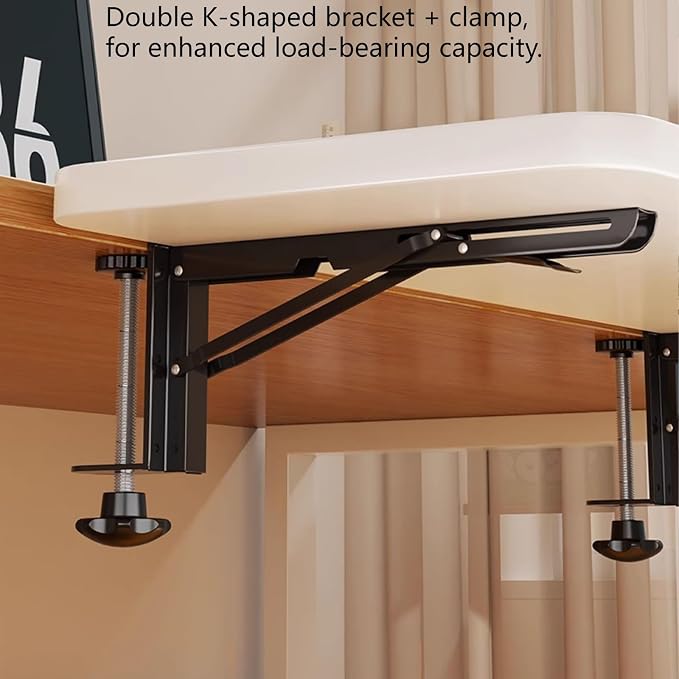 Ergonomic Clamp on Desk Extender Tray for Bookshelf, Dining Table 90° Foldable Table Extender for Desk Office Desk Extension(Yellow,80 * 20cm)