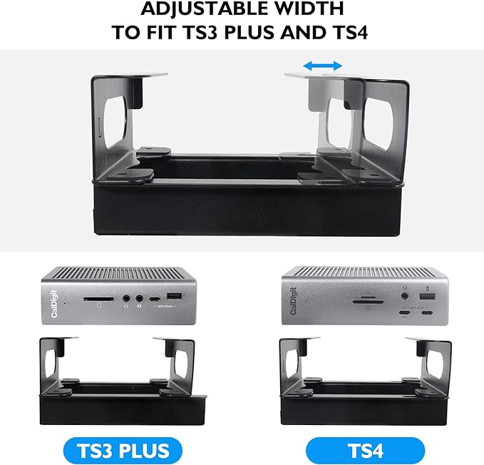 Under Desk Holder for Thunderbolt 4 Dock/Thunderbolt 3 Dock and Power Cable, Under Desk Iron Storage Rack for TS4 / TS3 Plus, No Drill, Easy Install with All Hardware Included