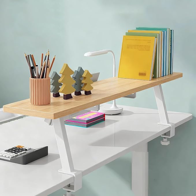 Clamp on Desk Shelf, Desktop Shelf Organizer Space Saving Desk Storage Rack for Office Study Home Dorm No Drill (23.6 x 7.8 in)