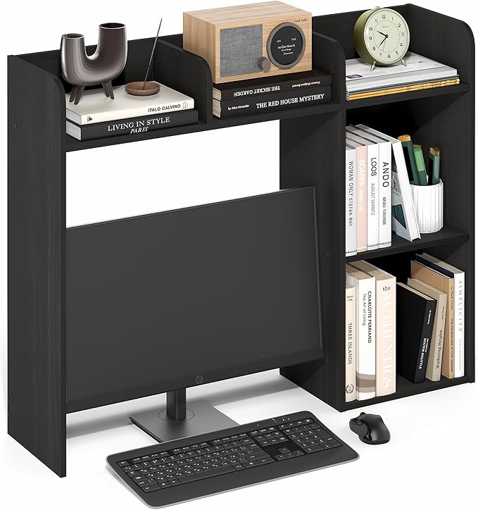 Furinno Classic Desk Shelf, 5-Shelf Desktop Hutch, Book Shelf, 3-Tier Desk Organzier, for Office Supplies, Office Desk Accessories, for Home Office, College, Dorm, White