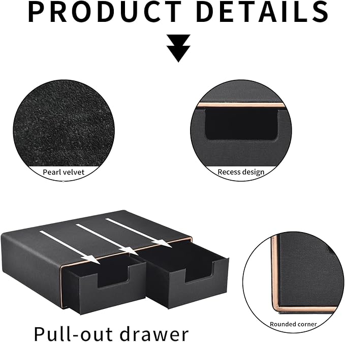 PU Leather Stackable Desk Drawer Organizer, Displayer holder with Drawers, Dressing Organizer for Jewelry/Cosmetics,Coffee Maker holder and Storage Box for Home office,Black