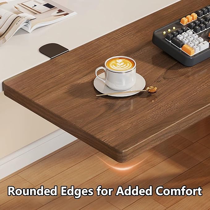 Ergonomic Wide Desk Tray,Invisible Installation Desk Extension Panel,Folds Flat For Storage,High Load Capacity,Ideal For Office And Home Use(Teak,60cm/23.6in)