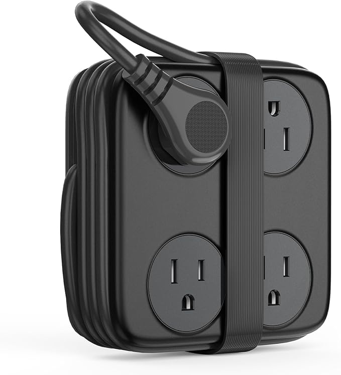 5 Ft Extension Cord with 3 USB Ports, ORICO Power Strip for Desktop, 4 Side Outlet Extender(8 AC) & Flat Plug, 11 in 1 Charging Station for Home/Office/Dorm -AP3 PRO