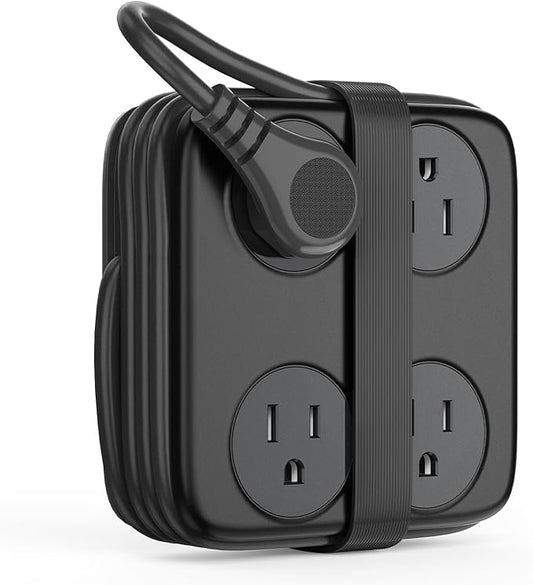 5 Ft Extension Cord with 3 USB Ports, ORICO Power Strip for Desktop, 4 Side Outlet Extender(8 AC) & Flat Plug, 11 in 1 Charging Station for Home/Office/Dorm -AP3 PRO