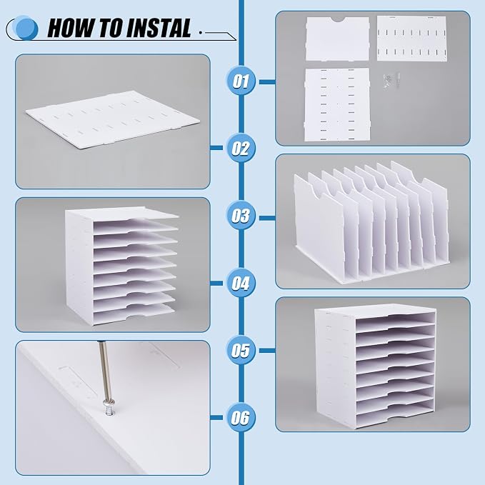 Juexica 9 Tier Scrapbook Paper Organizer 14.2 x 10 x 15.4 Inch Stackable Paper Storage Holder for Desk Desktop File Organizer for Home Office Classroom School