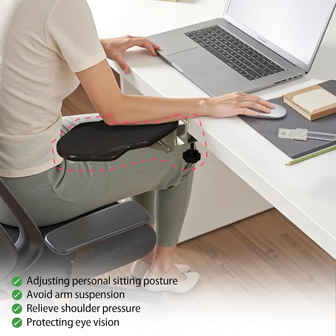 Ergonomic Arm/Elbow Rest for Desk, Foldable Rotating Black | Foldable, Rotatable, Computer Desk, Office & Gaming Comfort
