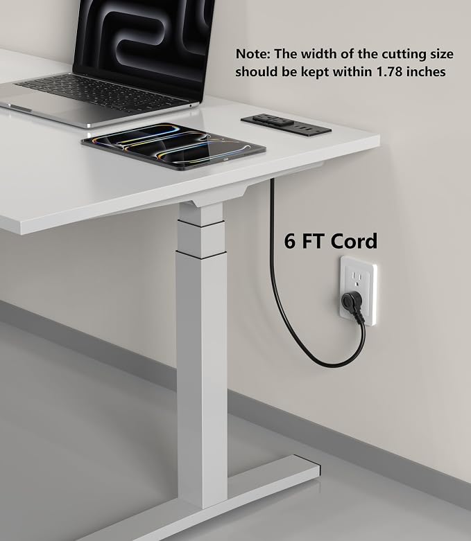 Recessed Power Strip Fast Charging Station 2 PD 65W USB C, Flush Mount Countertop Drawer Outlet, Furniture Hidden Charging Station for Side Table, End Table,2 AC Outlets (Black, 6 FT Cable)