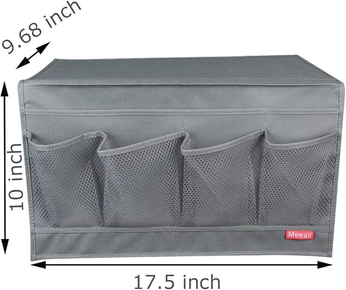 Bedside Storage Organizer with 6 Pockets, Bedside Caddy, Table Cabinet Storage Organizer, TV Remote Control, Phones, Magazines, Tablets, Accessories, Grey