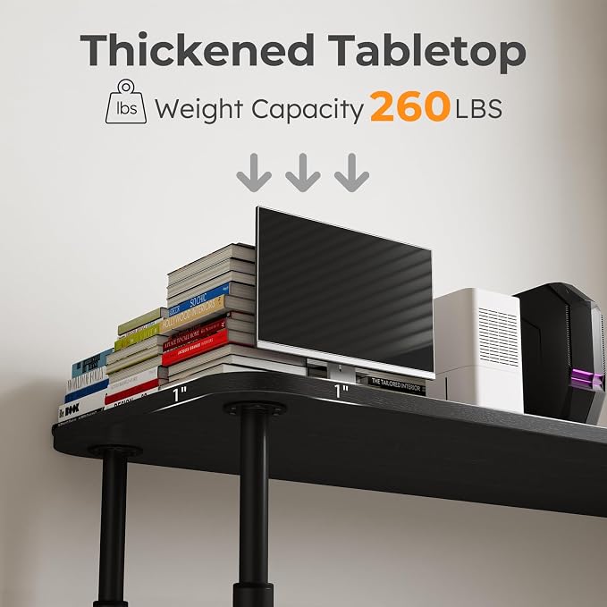 CycleCrew Large L-Shaped Desk Extension, 47.2" L Freestanding Desk Extender with Adjustable Height, Full-Size Tabletop Extension for Existing Desk, Space Saving Workstation Expansion for Home Office