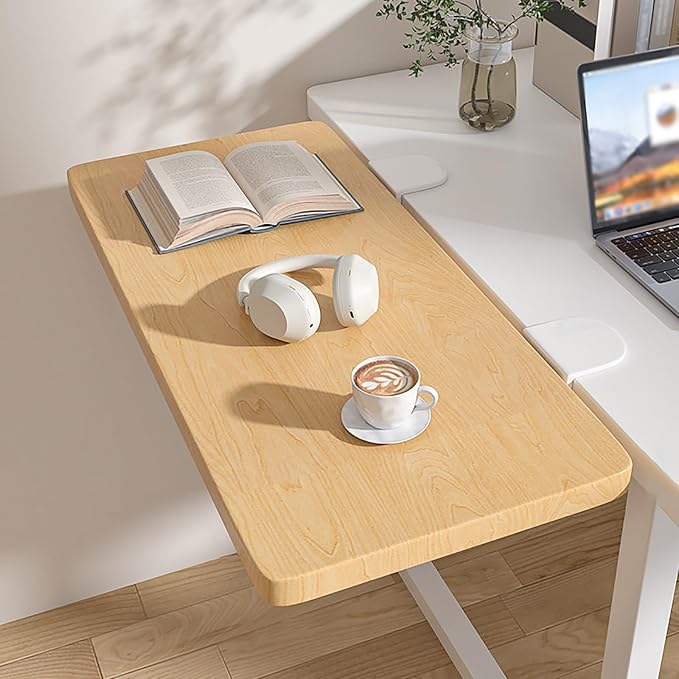 High-load-bearing Desktop Extension Tray,Flush-mount Desktop Extender,Drill-free Installation,90° Foldable Design,Suitable for Office,study,and Workstations(Natural,60cm/23.6in)