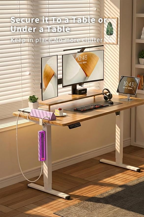 Desk Clamp Power Strip with Nightlight, 40W Fast Charging, 6FT Extension Cord, 4x20W USB-C & 2 USB Ports, 5 AC Outlets, Fits 1.69-Inch Table Edges