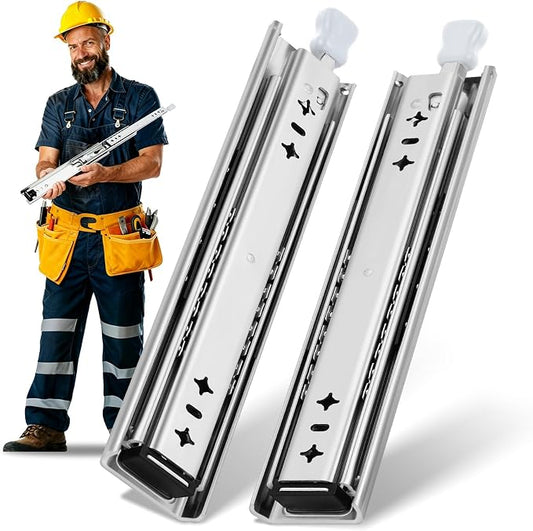 YENUO 304 Stainless Steel with Lock Heavy Duty Drawer Slides Runners Full Extension Locking 12 14 1618 20 22 24 26 28 30 32 34 36 38 40 Inch Ball Bearing Rails Track Guide Glides 225Lb 1 Pair
