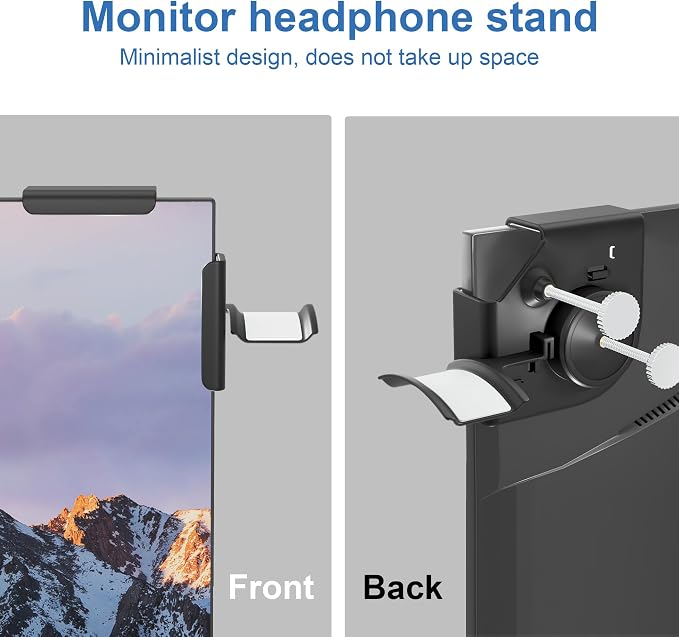 Headphone Holder for Screen, Plastic Headphone Stand, Headset Stand Suitable for AirPods Max, Sony, Bose, Beats and More (black)