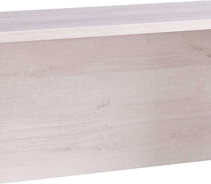 Benjara Rectangular Wooden Desk Return with Casters and Grain Details- White Oak