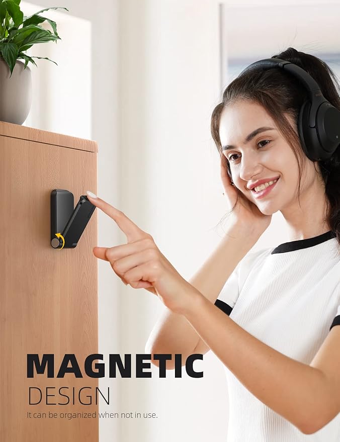 Lamicall Headphone Stand, Sticky Headset Hanger - Adhesive Headphone Holder Hook Mount, Headset Stand Holder Clip Under Desk, Earphone Clamp for Airpods Max, HyperX, Sennheiser, Black