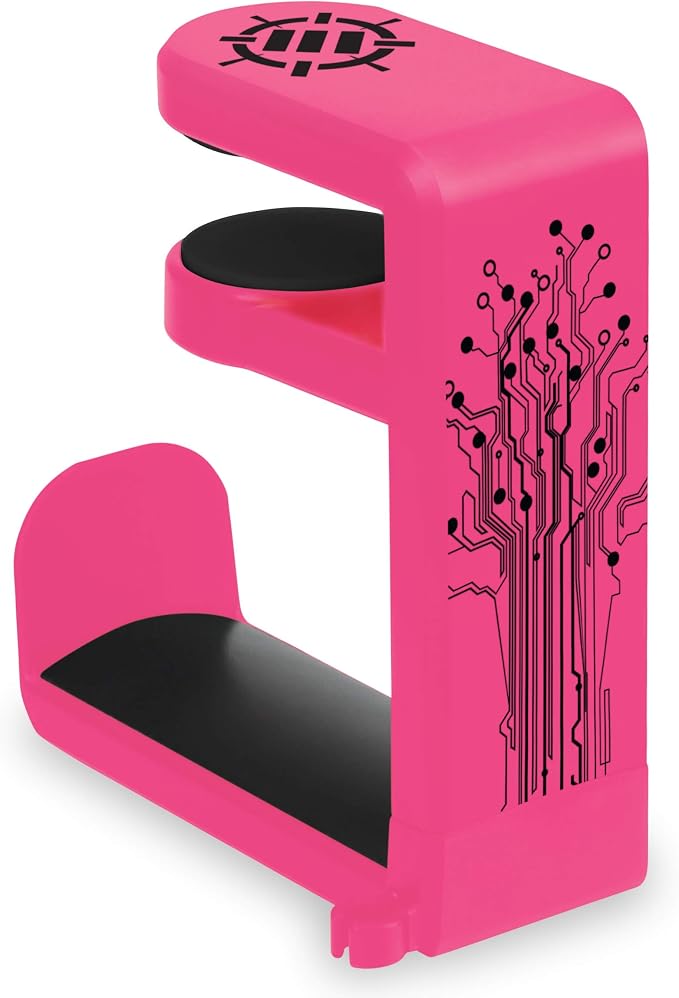 Enhance Gamer Headset Holder with 360 Degree Swivel Arm, Universal Table and Desk Clamp with Integrated Cable Storage – Pink
