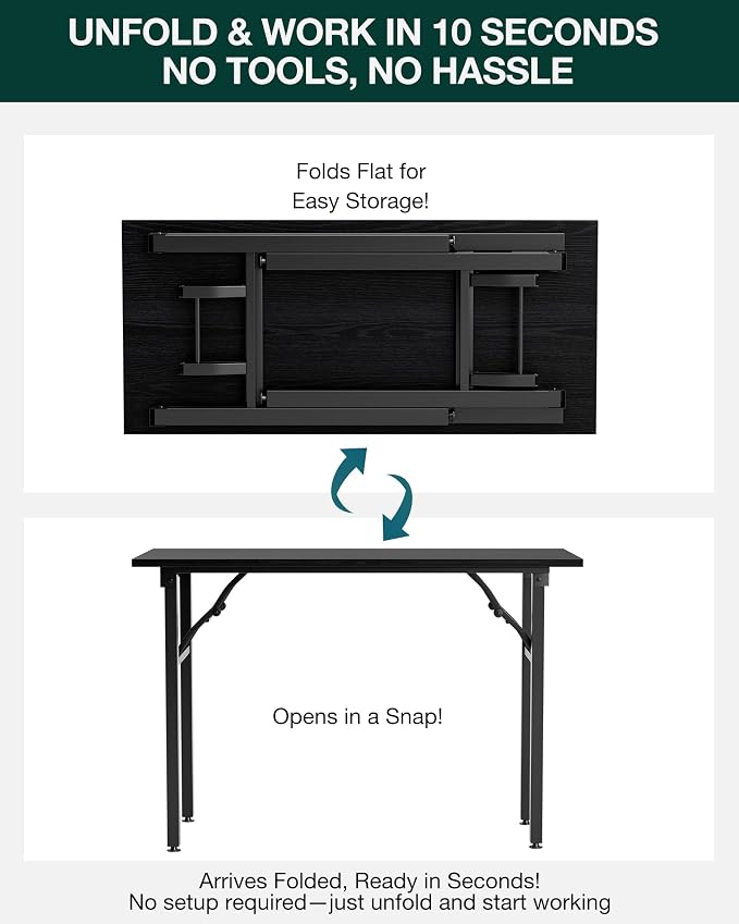 Frylr Small Folding Computer Desk – Portable 43.3 Inch Foldable Laptop Table, Collapsible and Compact for Easy Storage and Fast Setup, Lightweight for Small Spaces, Craft and Study Use, Dark Oak