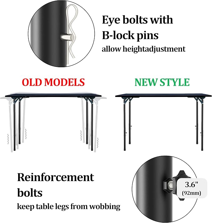 8-Pack Folding Table risers, Dural Folding Table Leg Extensions 4 Levels/Heights Table Leg Extenders 3.6in | 6.77in | 10in | 13in-All for Treating Your Back Pain