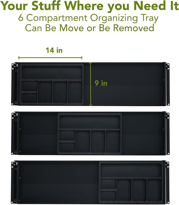 PERFECT POSTURE Under Desk Storage Drawer with Lock — Slim Pen & Pencil Drawer for Regular & Sit-Stand Standing Desks, Black (10" x 33")