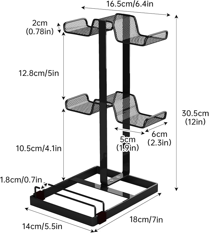 Multi-Tier Game Controller Holder Ideal Gamer Gift Controller Organizer for PlayStation 5 PS4 Xbox Headphone Stand Gaming Desk Accessories (Black, 2-Tier)