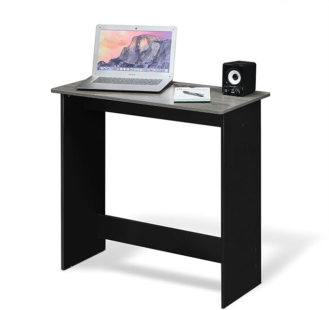 Furinno Simplistic 31-Inch Grey Computer Desk, Small Office Desk, Rectangular Home Office Desk with Drawers, Gaming Desk for Home Office, Bedroom, Study Room, Grey Oak