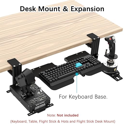 EG STARTS 1 Set Metal Mouse Pads Mount Holder Platform Compatible for Video Simulation Flight Stick Desk Hotas Joystick Mount Flight Joystick Mounting Extension Attachment Keyboard Mounts