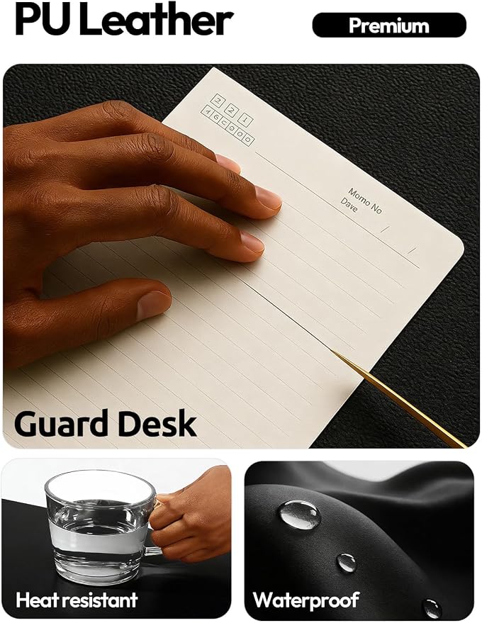YSAGi Leather Desk Protector, Office Mat, Large Mouse Mat, Non-Slip PU Leather Blotter, Laptop Desk Mat, Waterproof Writing Pad for Office and Home(Black, 40" x 24")