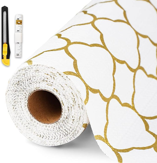 Drawer and Shelf Liner for Kitchen Cabinet,Non-Adhesive Cabinet Liner 24in x 10FT,Waterproof Shelf Paper Non-Slip Mats Cupboard Liner Contact Protect Dresser/Shelves/Table-Golden Lantern