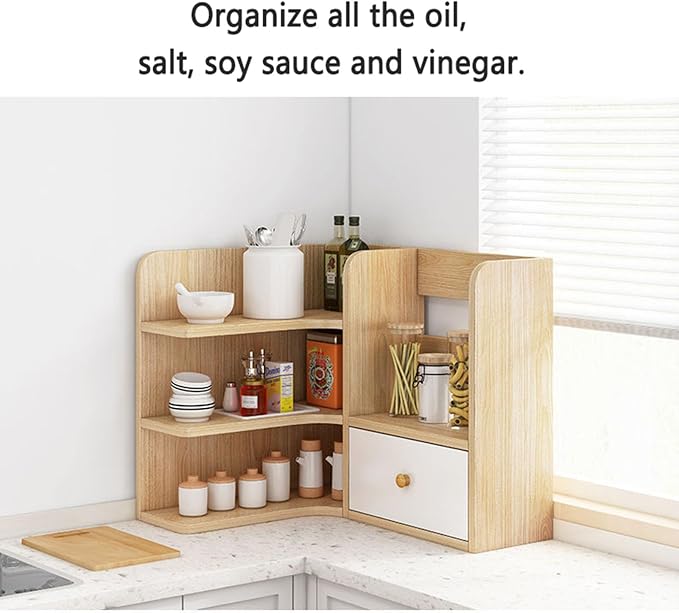 Stylish Corner Desk Nizers*Multi-Function Shelves Wooden Bookshelf for Office Bedroom Kitchen Living Room-Space-Saving Storage Solution..A-white-70CM