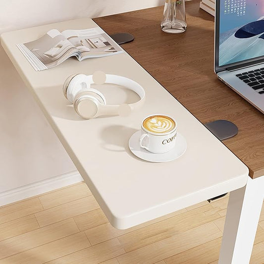White,70 * 20,Desk Extender Tray, 27.5" x 7.8" Clamp On Desk Shelf, Desk Extension with Rounded-Edge, Table Desk Arm Rest, Clamp On Keyboard Tray for Office and Home, Workstation Organizer