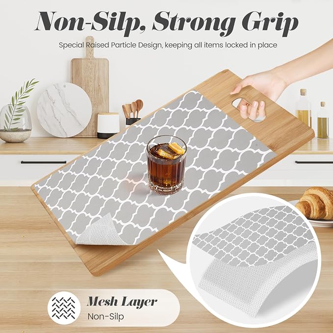 Drawer Shelf Liner for Kitchen Cabinets, Non Adhesive Slip Resistant Shelf Paper Easy to Clean, Strong Grip Thickened Waterproof Washable Mats for Pantry Shelves, Cupboard, Dresser, 24 in x 10 FT