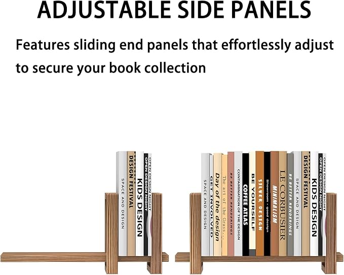 Adjustable Desktop Bookshelf Wooden Table Top Bookshelf Retro Mini Book Shelf Desk Organizer Magazine Files Letters Holder Rack, Easy Assembly No Tools or Nails Required, Tabletop Book Storage Rack