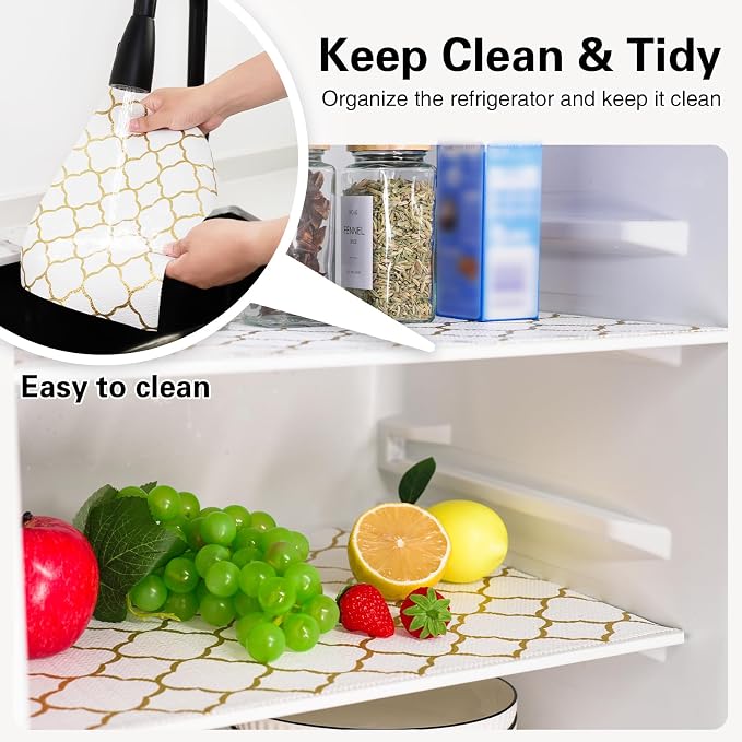 Drawer and Shelf Liner for Kitchen Cabinet,Non-Adhesive Cabinet Liner 24in x 20FT,Waterproof Shelf Paper Non-Slip Mats Cupboard Liner Contact Protect Dresser/Shelves/Table-Golden Lantern