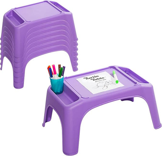 LAPGEAR Turtle Table Kids Activity Lap Desk Tray with Storage Wells for Snacks, Play, Classroom and Sensory Toys - Purple - Pack of 8 - Style No. 20002