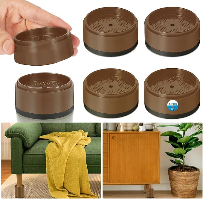 Bed Risers 1 inch, 2 inch, 3 inch, 4 inch Heavy Duty, Adjustable Furniture Riser for Table Desk Couch Sofa Chair Refrigerator Washing Machine, Stackable Bed Raisers Blocks (Brown 4 Pack, 1 inch)