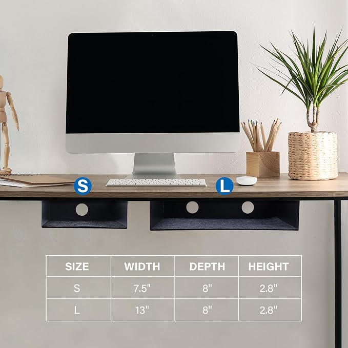Under Desk Storage Shelf, Steel Under Desk Tray Mountable Add-On Shelf for Table Office Desk, Large (Pack of 1)