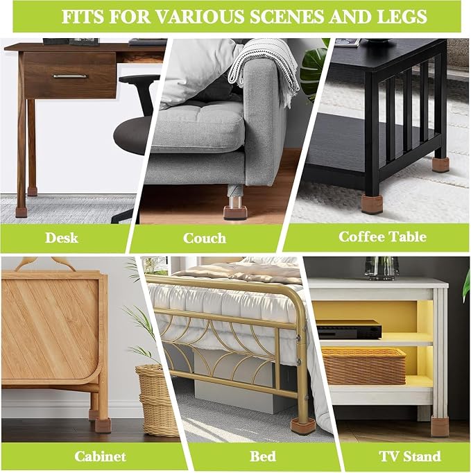 9 Pack Furniture Risers 1 Inch, Adjustable Bed Risers Heavy Duty for Table Desk Couch Chair Sofa Cabinet Bed Legs Dorm, Square Stackable Bed Raisers Blocks Lift Height 1", 2" or 3", Brown