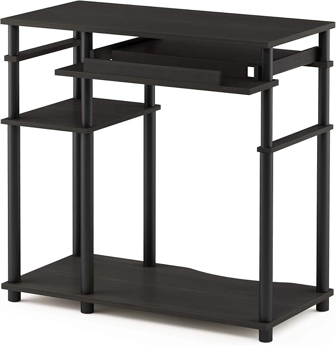 Furinno Abbott Computer Desk with Bookshelf, Espresso/Black