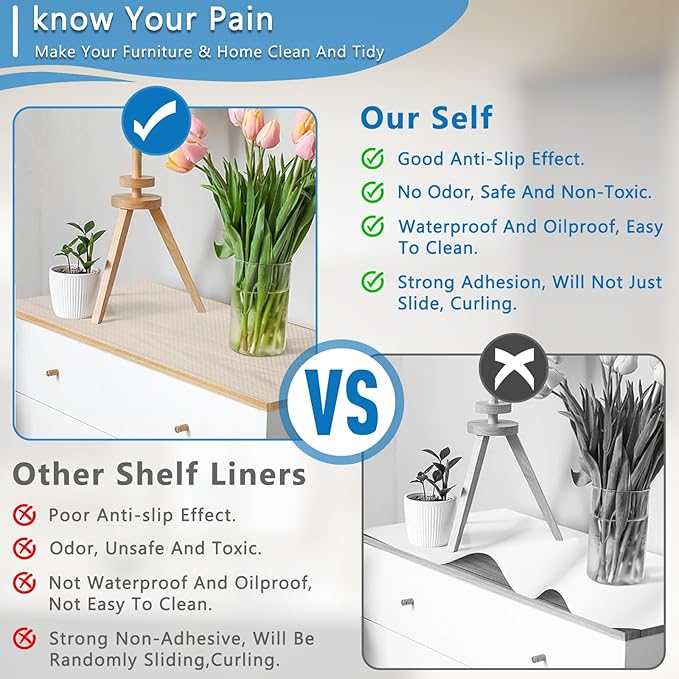 Self-Adhesive Shelf Liner Kitchen Liner, Waterproof Backed Paper Easy Peel and Stick Contact Liner Without Residue for Decor Your Desk Surface, Kitchen Countertops (Clear, 23.6 x 393.7 inches)