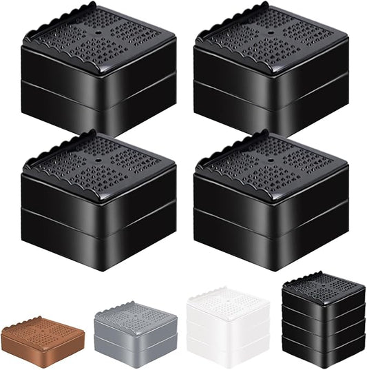 Furniture Risers Heavy Duty Adjustable Bed Risers Blocks Lift 4, 3, 2 inches for Couch, Sofa, Table, Desk, Chair Legs, Refrigerator, Washing Machine Support up to 4000 pounds (Black 4 Pack, 2 inch)