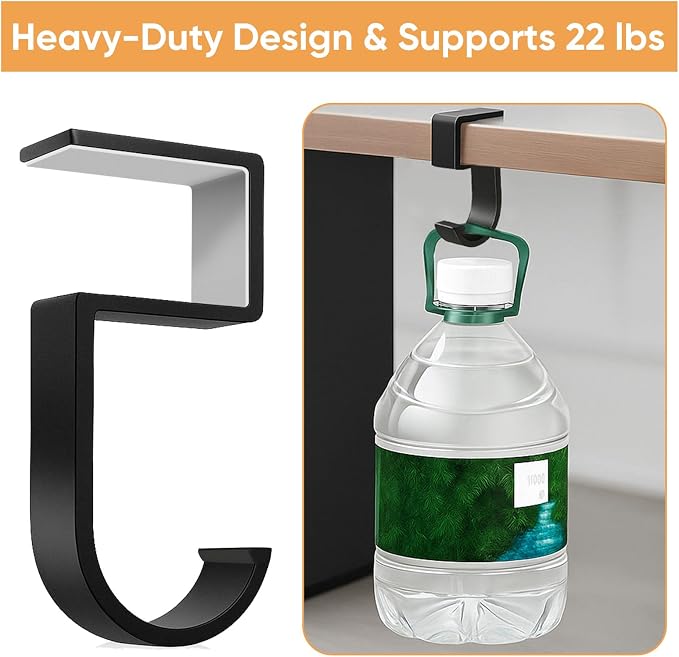 Durable Alloy Purse Hook for Table: 2-Pack Heavy Duty Holder for Desk with Non-Slip Pad - 22 lbs Max Load Portable Hanger for Restaurants Office Desks Bars & Cafes - Hanging Umbrellas Keys Headphone