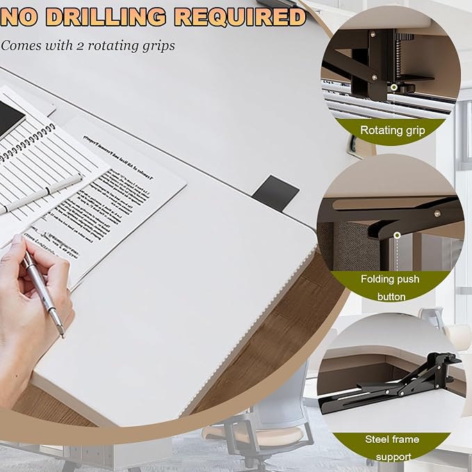 Folding Table Extension Board, 15mm Thickened Material, Side Tables Living Room for Office, Home Learning, Gaming, Instant Space Expansion for Keyboard, Printer, Notebooks