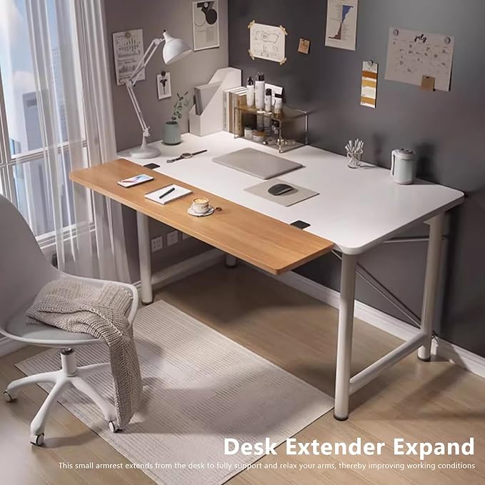 Wood Foldable Desk Extender Tray,Large Size Clamp-on Keyboard Tray,Table Mount Shelf Armrest Support for Home Office Dorm Floating Table(60x24cm(24x9inch), Wood A)