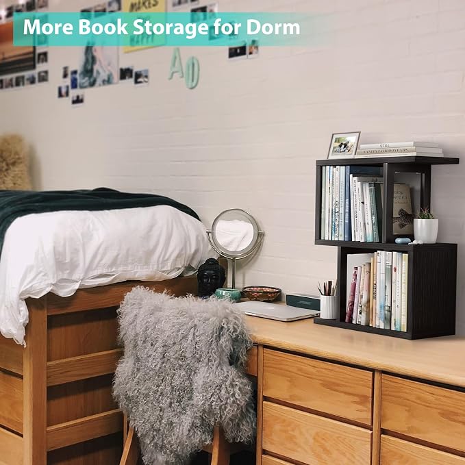 Desktop Bookshelf Shelf for Top of Desk - Black Small Organizer 3-Tier Shelves Storage Bookcase Hutch for Dorm Office College Table Top Organization Shelving Decorations for Women Office