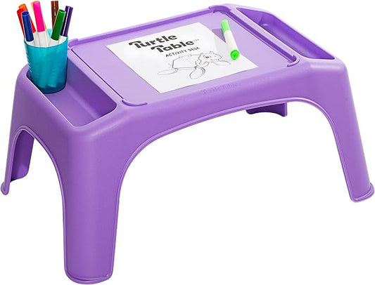 LapGear Turtle Table Kids Activity Lap Desk Tray with Storage Wells for Snacks, Play, Classroom and Sensory Toys - Purple - Style No. 20102