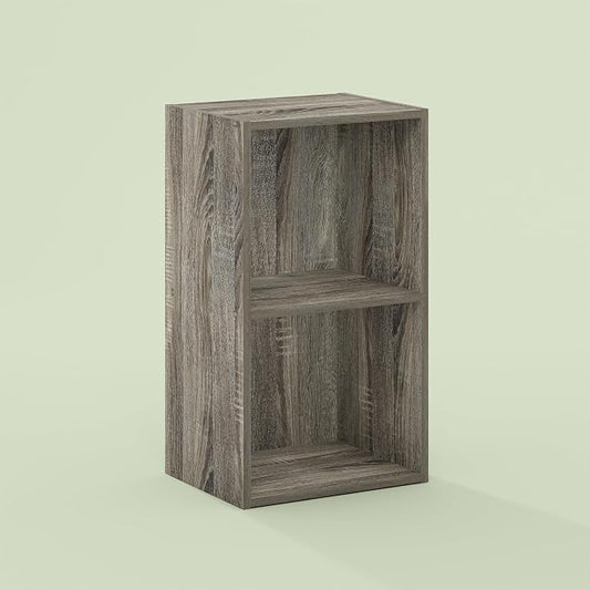 Hagen 2-Tier Open Shelf Bookcase, Bookshelf, for Living Room and Home Office, Olive Oak