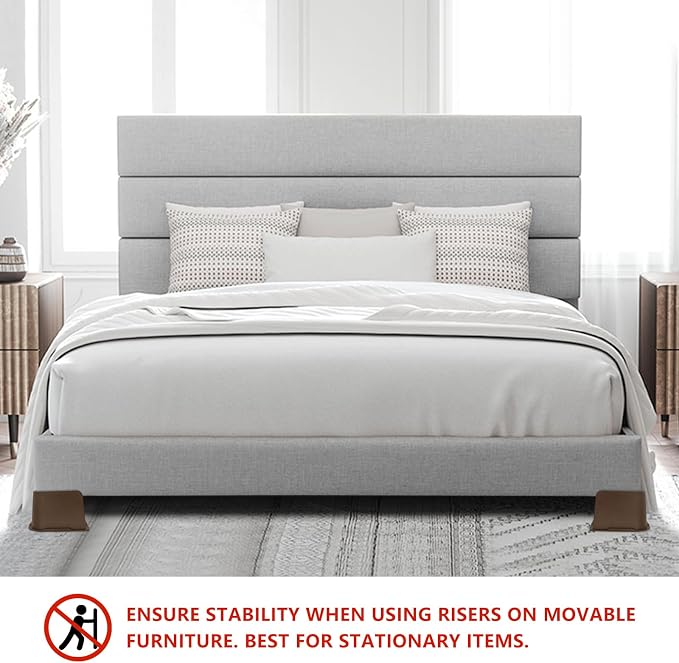 4 Pack Dark Brown Bed Risers 3 inch Heavy Duty, Oversized Furniture Risers, Bed Lifts Risers for Table, Sofa, Chair, Couch, Desk, Bed Frame Risers Supports Up to 6,500 Lbs